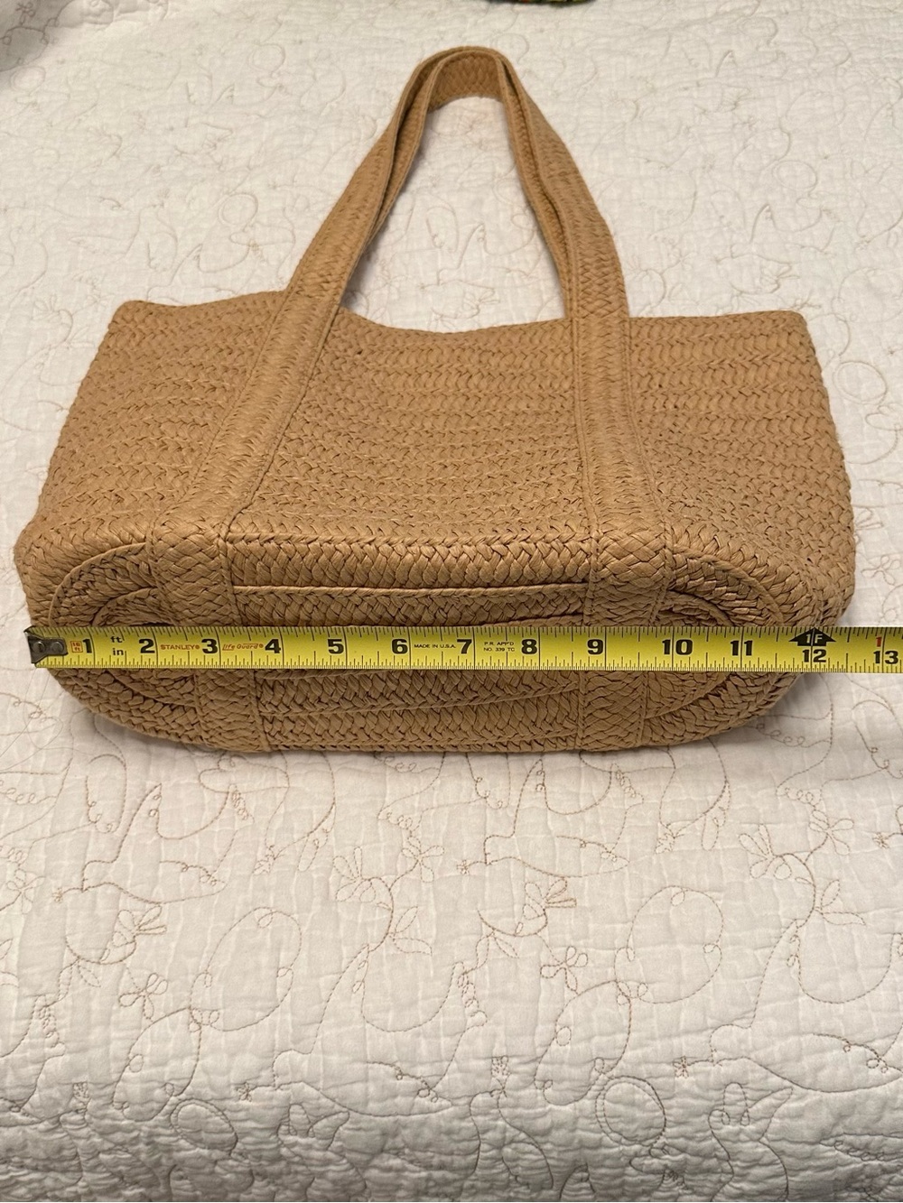 Draper James Tan/Beige Woven Straw Summer Tote Bag - Picture 10 of 12